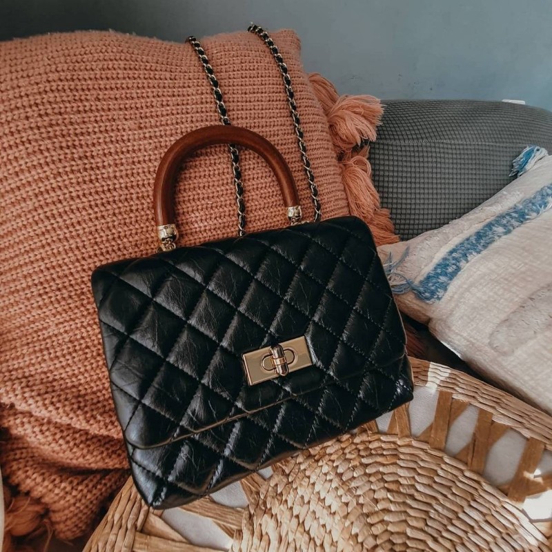 復古木柄摔紋牛皮格陵包 （可拆式木炳＆揹帶）-0