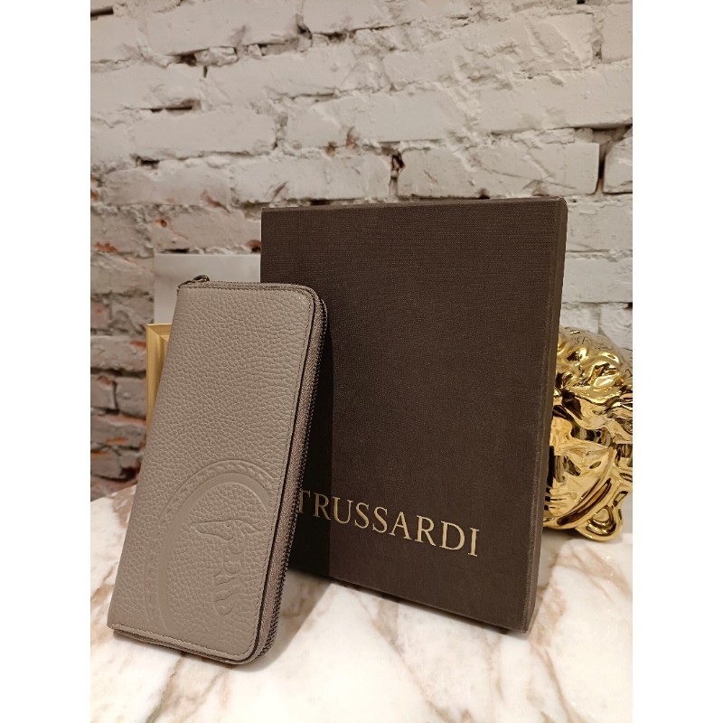 Trussardi義大利製正品經典小狗Logo皮夾-0