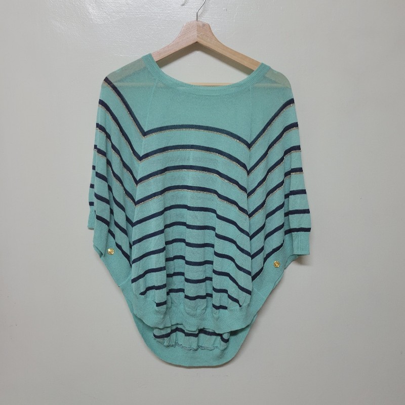 黃蕙玲pesaro 連袖湖水綠針織上衣／短袖／春夏款-0