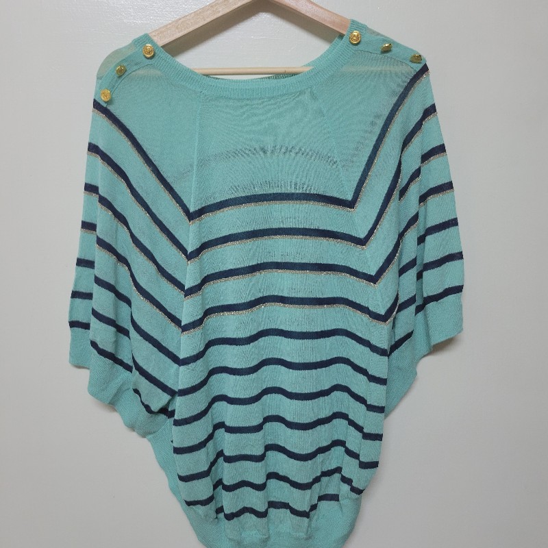 黃蕙玲pesaro 連袖湖水綠針織上衣／短袖／春夏款-1