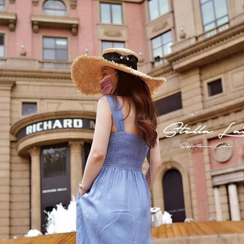 二手 Stella Lai Wedgwood Blue 瓷藍長洋裝/無袖/優雅-0