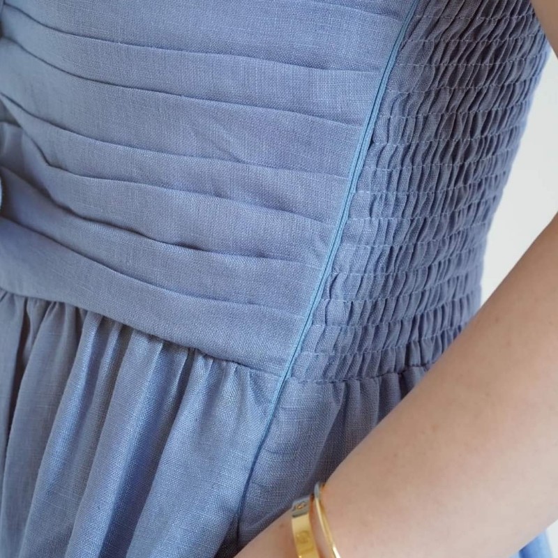 二手 Stella Lai Wedgwood Blue 瓷藍長洋裝/無袖/優雅-1