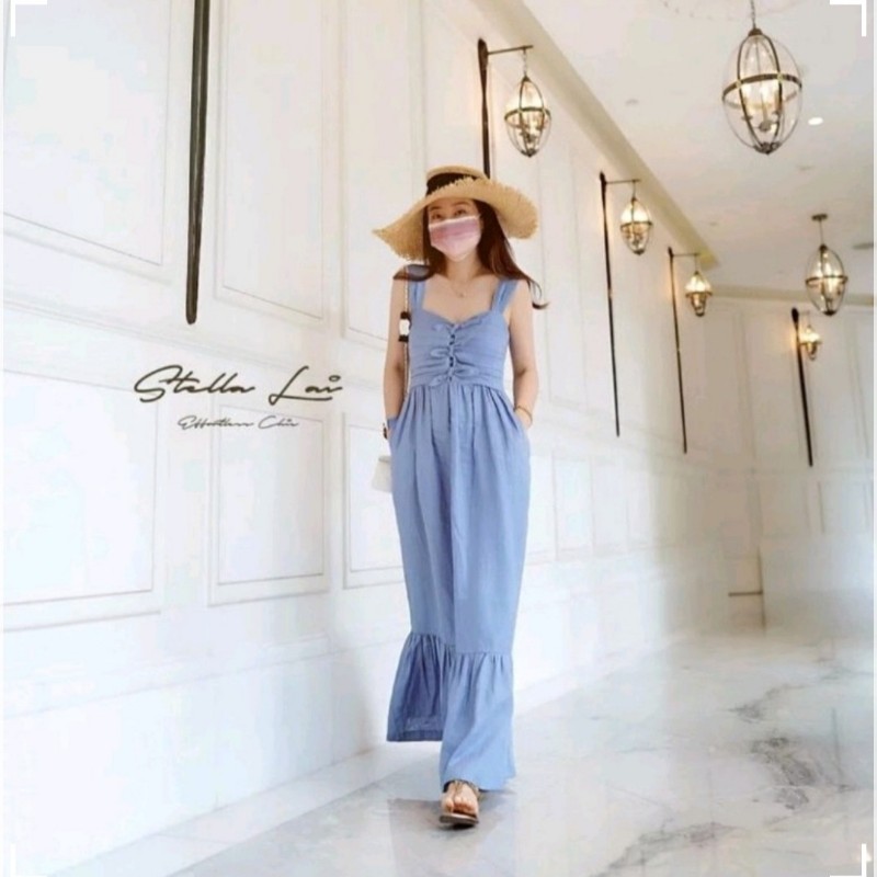 二手 Stella Lai Wedgwood Blue 瓷藍長洋裝/無袖/優雅-2