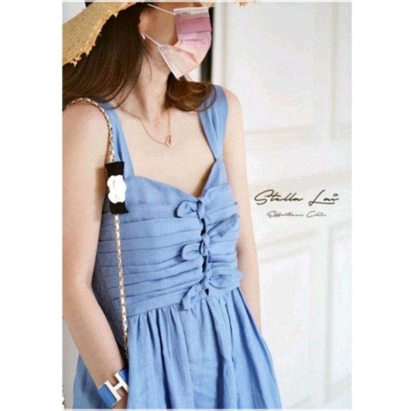 二手 Stella Lai Wedgwood Blue 瓷藍長洋裝/無袖/優雅-4