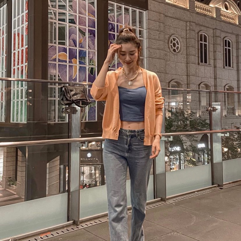 春日奶橘色針織外套 /針織開衫-1