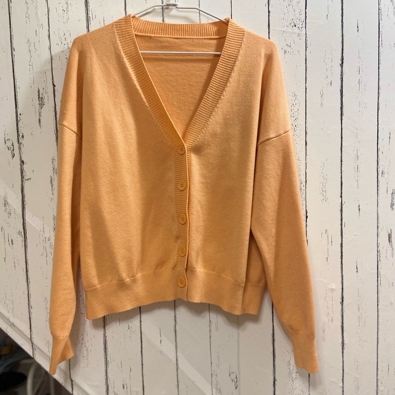 春日奶橘色針織外套 /針織開衫-2
