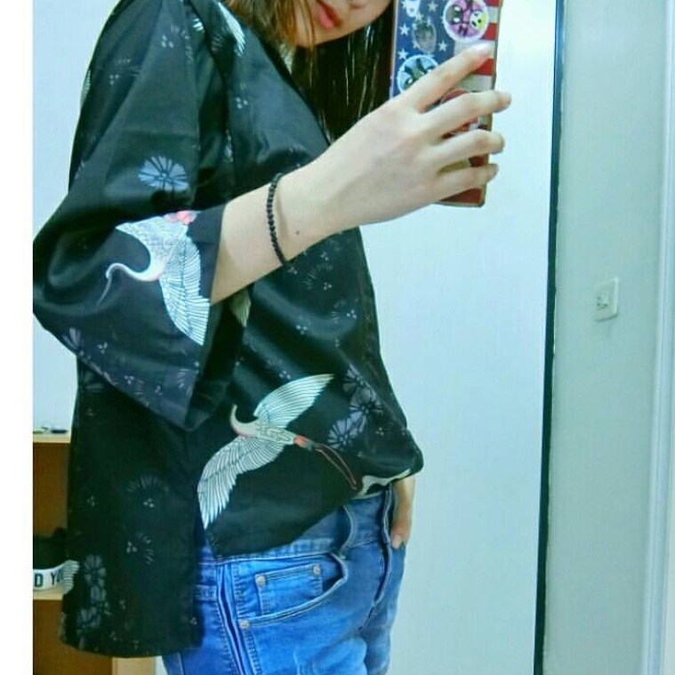 改良式和服 鶴-1