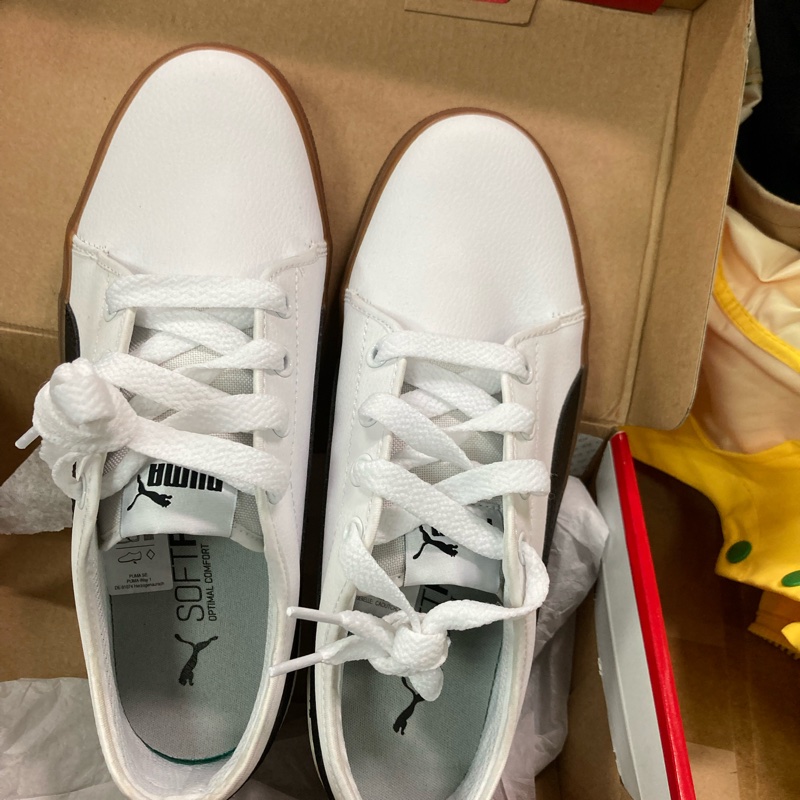 Puma 白鞋 黑色logo 焦糖鞋底 復古款-4