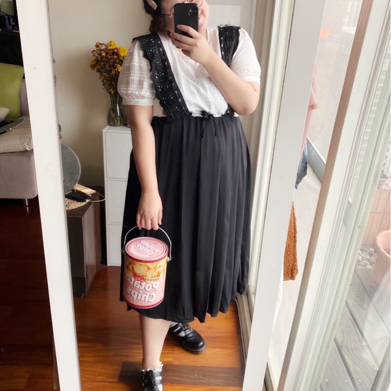 假兩件抽繩洋裝-0