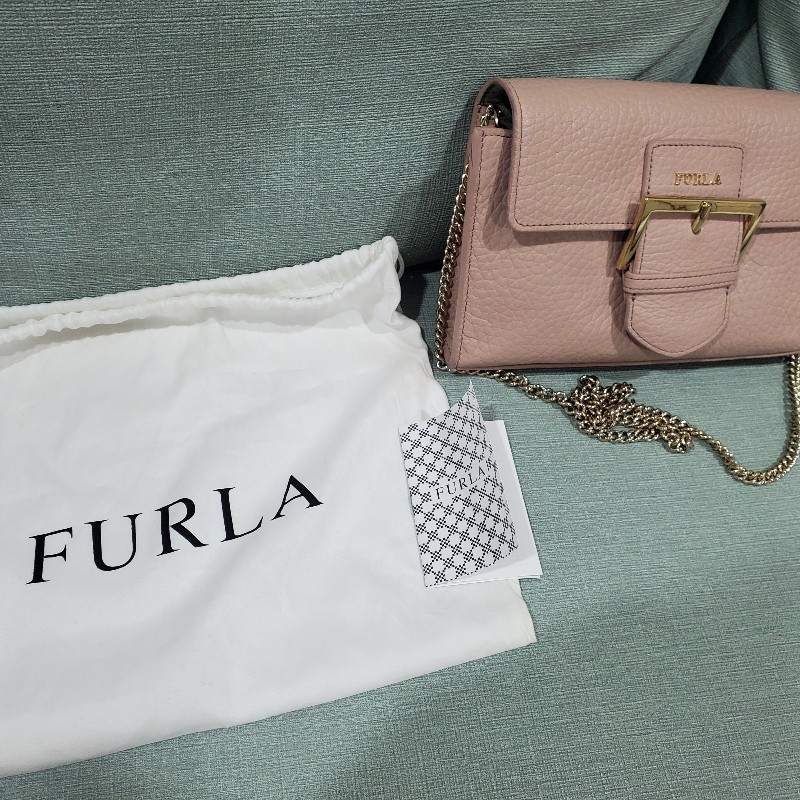 Furla 芙拉粉色肩背包 二手便宜賣-1