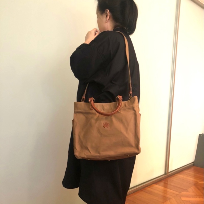 日本頂級帆布品牌Kinoshohampu駝色肩背/斜背包-6