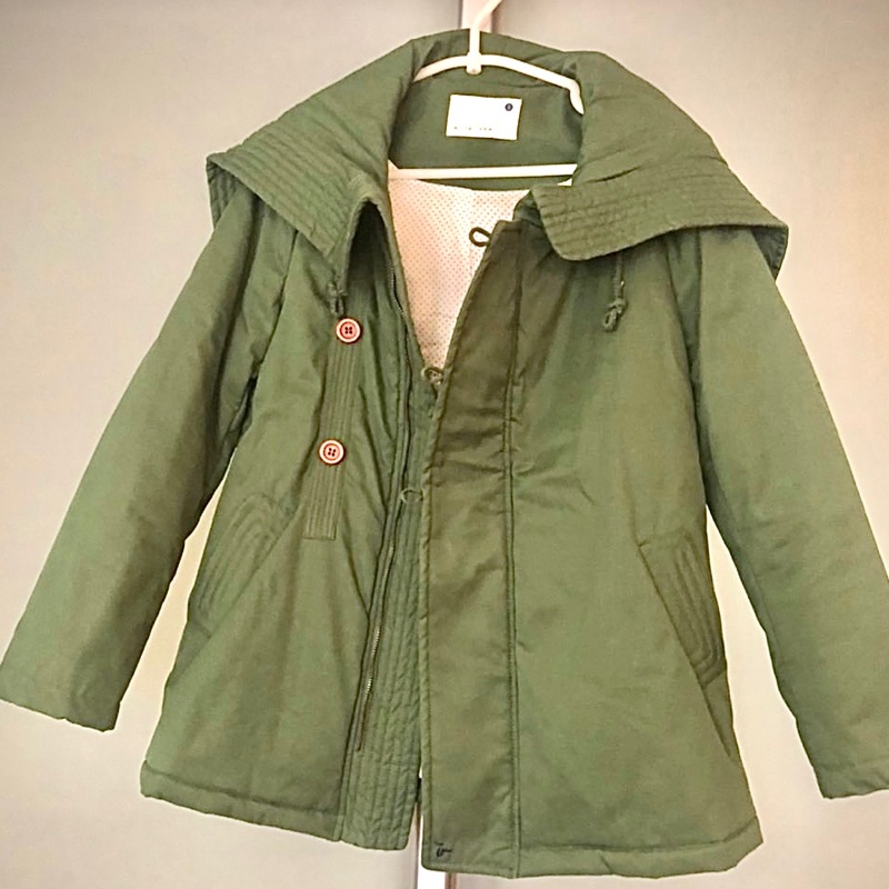 a la sha 草綠色連帽鋪棉外套-2