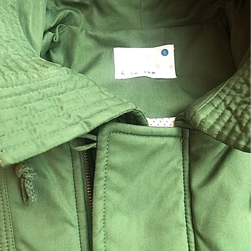 a la sha 草綠色連帽鋪棉外套-5