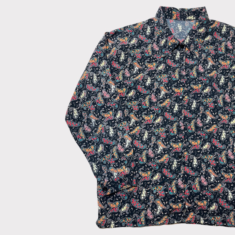 顛復古⚡️復古繽紛變形蟲圖騰古著長袖襯衫❤️男女皆可-1