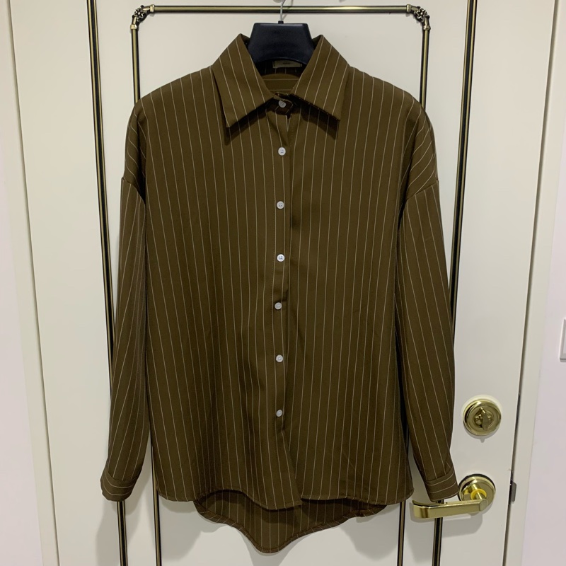 MEIER.Q 條紋襯衫 mmm系列 橄欖綠-1