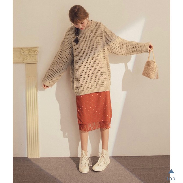 PAZZO 法式點點蕾絲雪紡裙 中長裙-0