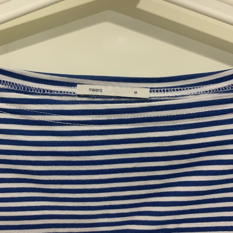 MEIER.Q 藍白條紋船領上衣-1