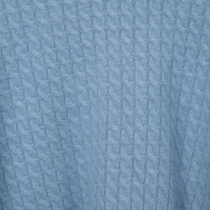 【艾琳私服】水藍色海馬毛麻花泡泡袖毛衣-2