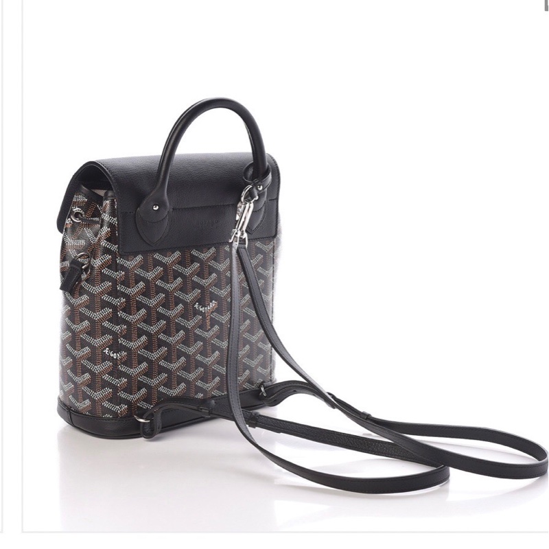 GOYARD ALPIN MINI 雙肩包 後背包 三用 戈雅全新同款新黑色迷你抽繩後背包 可側背 肩背包高雅德側背包帆布配牛皮肩帶-3