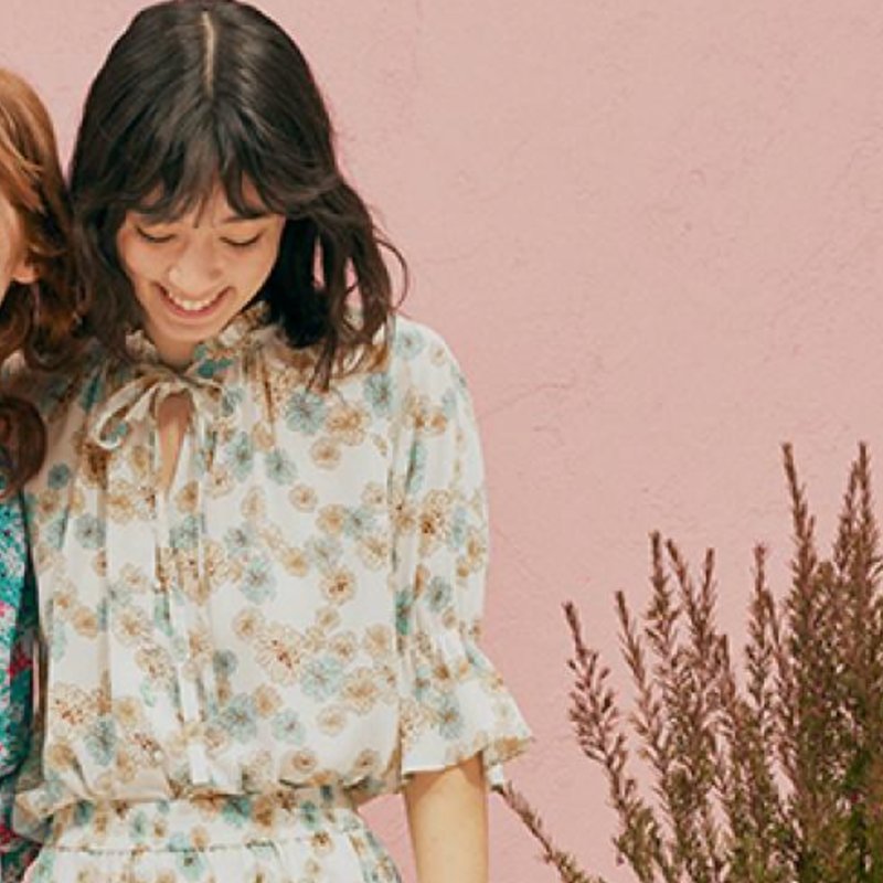 Paul&Joe白色底印花立領七分袖襯衫/UNIQLO聯名款-0