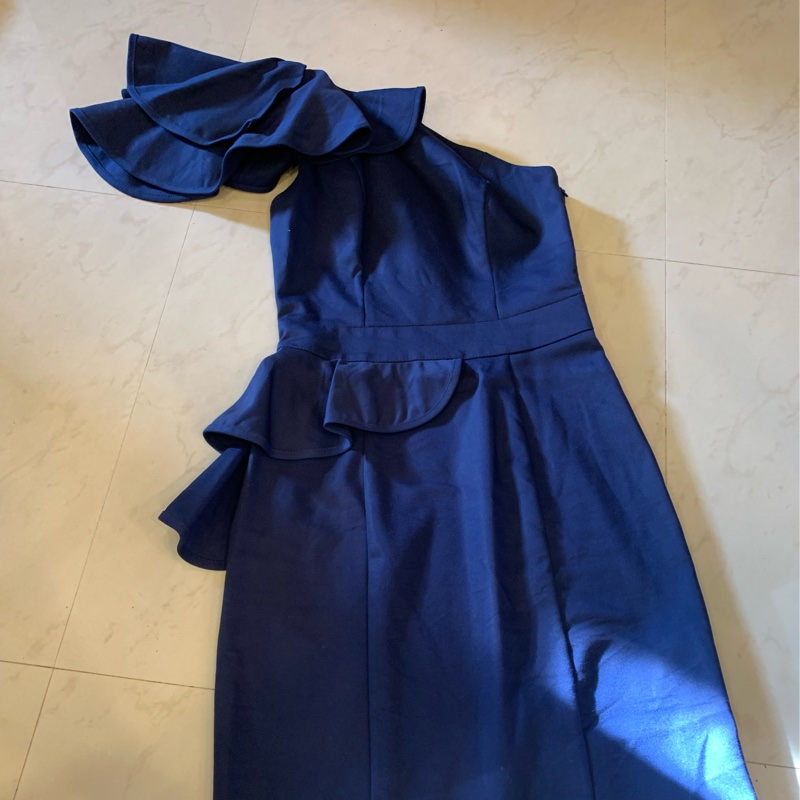 英國製 River Island 斜肩 露肩 小禮服-0