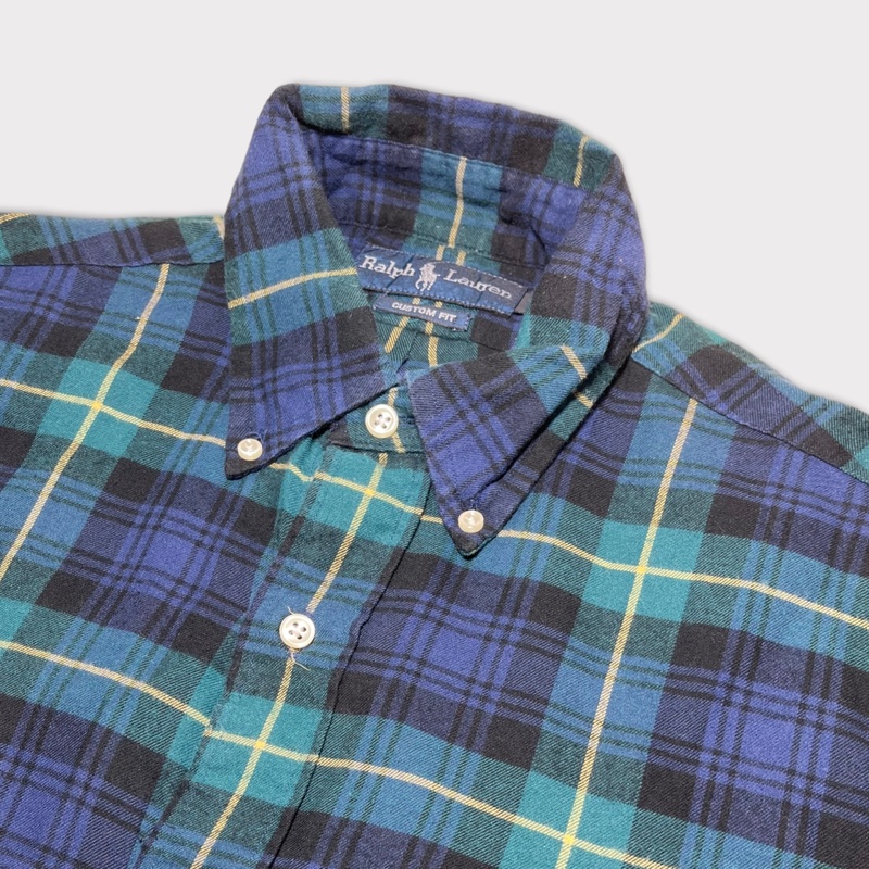 顛復古⚡️Polo Ralph Lauren 藍綠配色格紋長袖襯衫❤️男女皆可-3