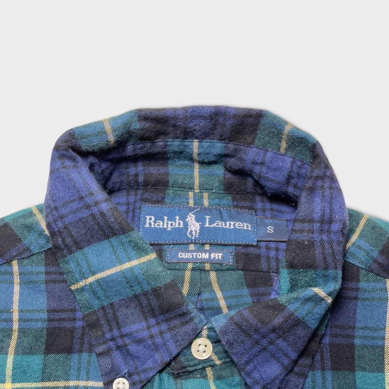 顛復古⚡️Polo Ralph Lauren 藍綠配色格紋長袖襯衫❤️男女皆可-5