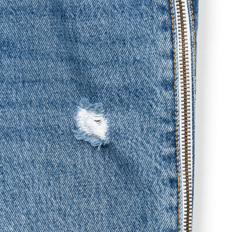 【蔡沁瑜私服】Maje 抓破側拉鍊造型牛仔直筒褲-2