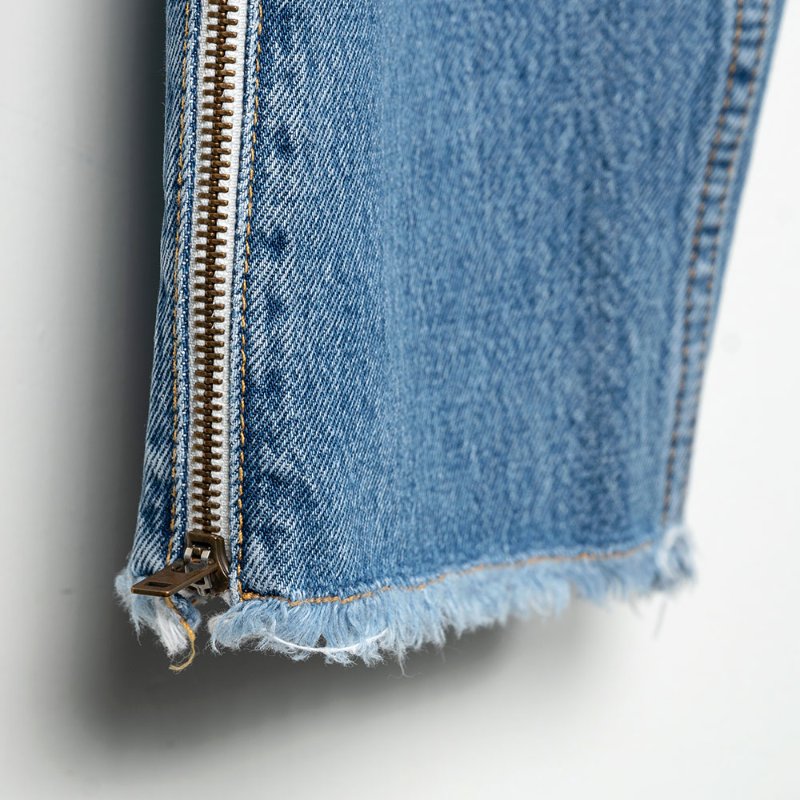 【蔡沁瑜私服】Maje 抓破側拉鍊造型牛仔直筒褲-4