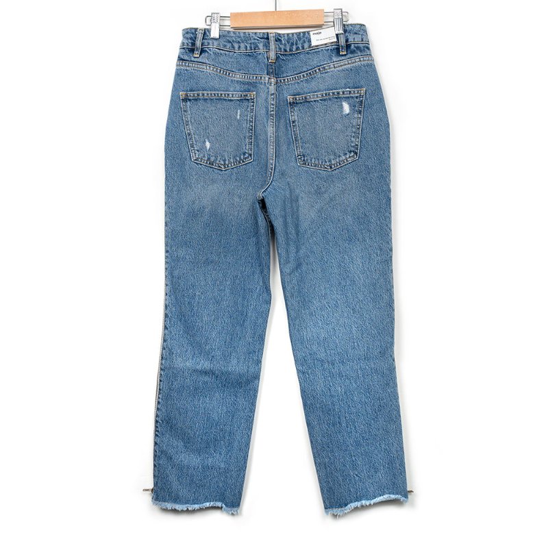 【蔡沁瑜私服】Maje 抓破側拉鍊造型牛仔直筒褲-5