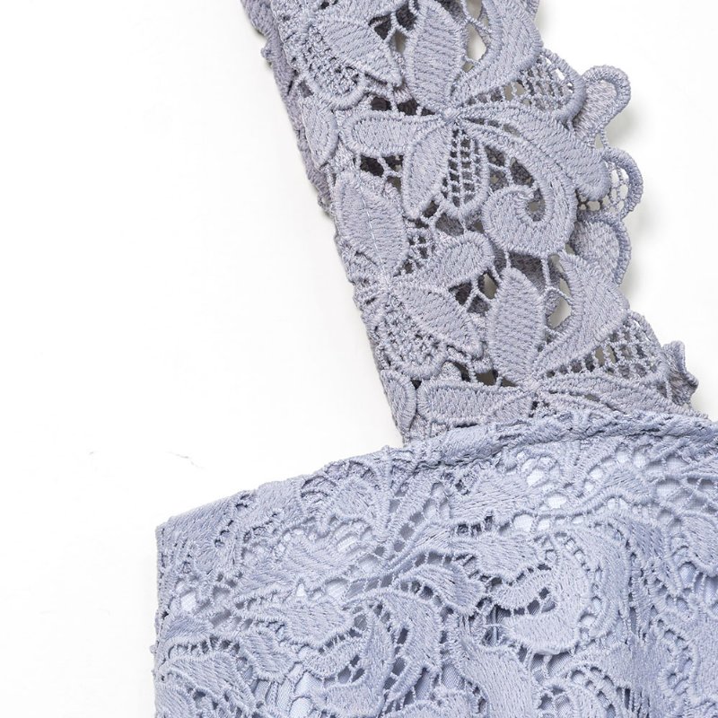 【蔣雅淇私服】正韓灰藍色蕾絲雕花吊帶連身裙-1