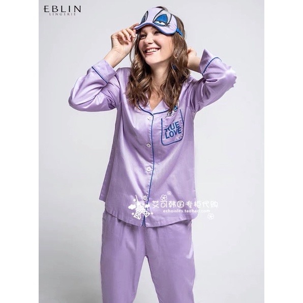 韓國正品專櫃品牌EBLIN聯名居家服睡衣套裝眼罩3件套-1
