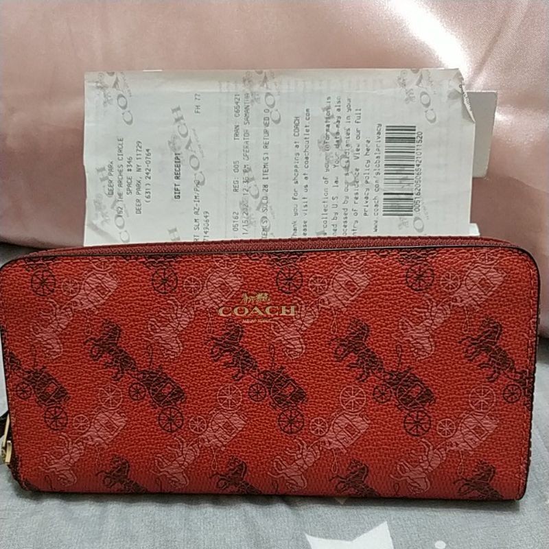 全新的正品COACH馬車絶版/暗紅限量長夾-1