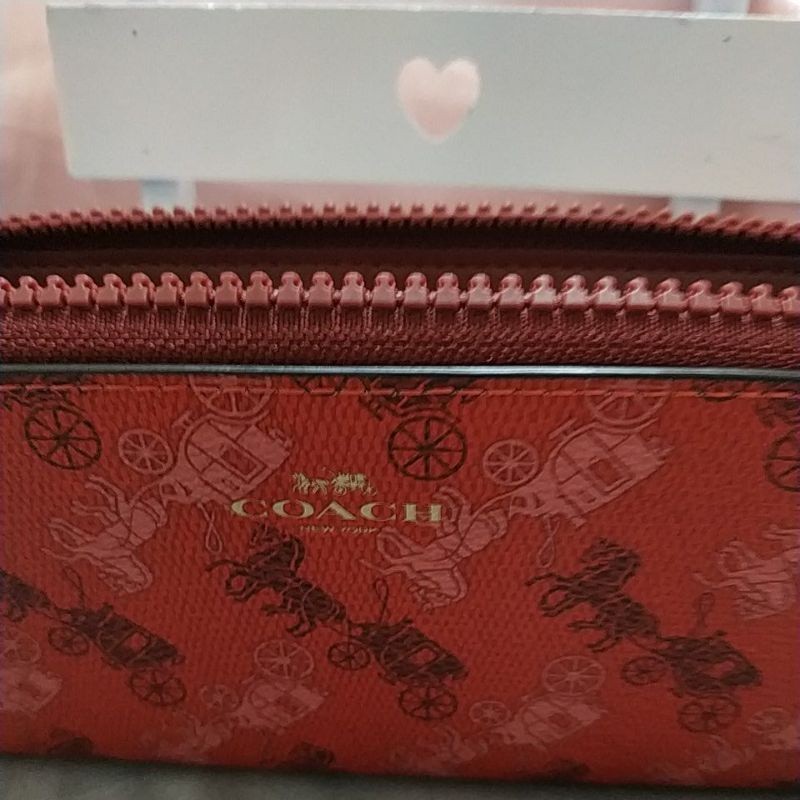 全新的正品COACH馬車絶版/暗紅限量長夾-3