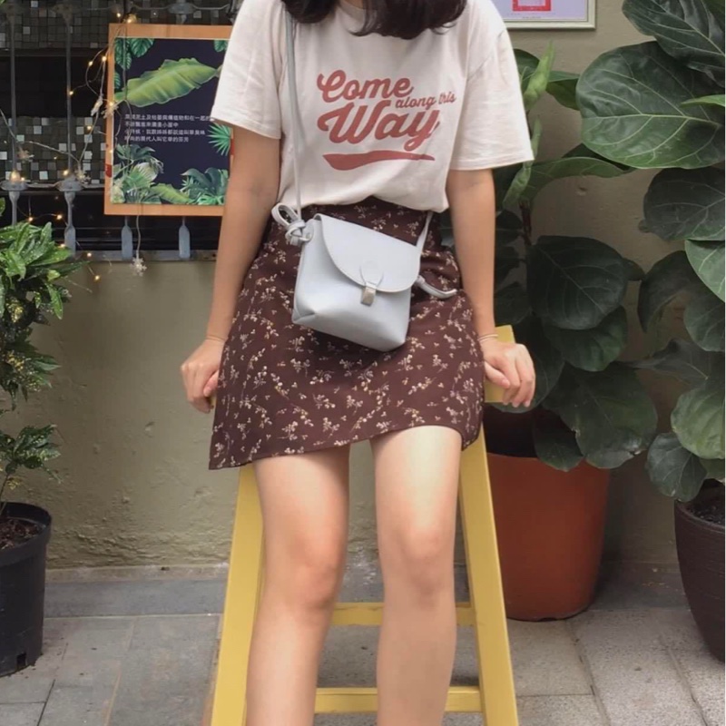 Pazzo｜咖色小碎花短裙-0