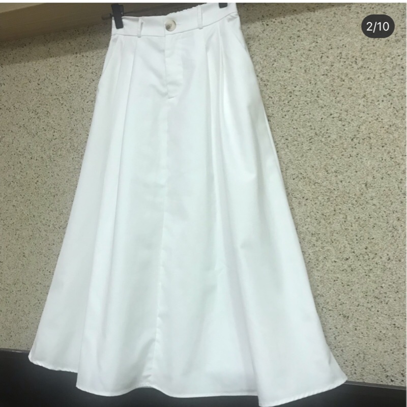 夏季白色A字半身裙 夏季 傘裙 高腰 顯瘦 中長裙-5