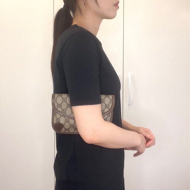 GUCCI經典老花紅綠織帶手拿包/化妝包-2