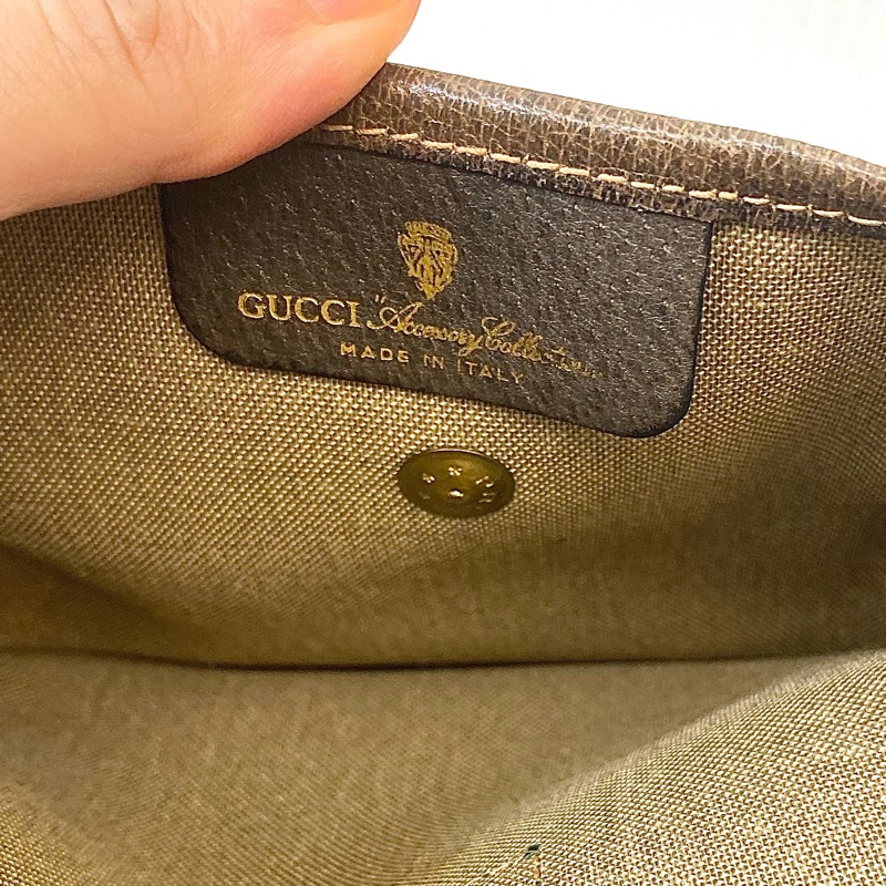 GUCCI經典老花紅綠織帶手拿包/化妝包-7