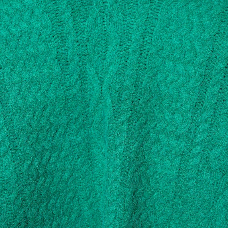 【吳婉君私服】綠色 V 領麻花毛衣-2