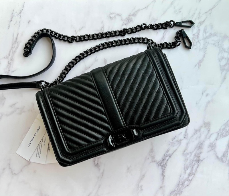 Rebecca Minkoff Love 黑色鐵灰鍊 槍色鍊 經典中款 25cm槍鍊中款-0