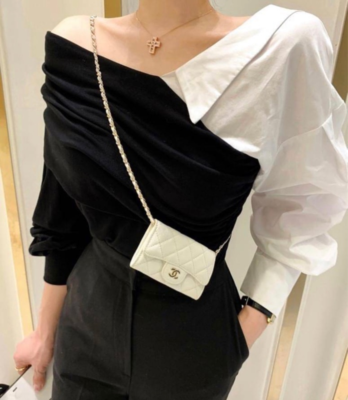 拼接不規則設計上衣-2