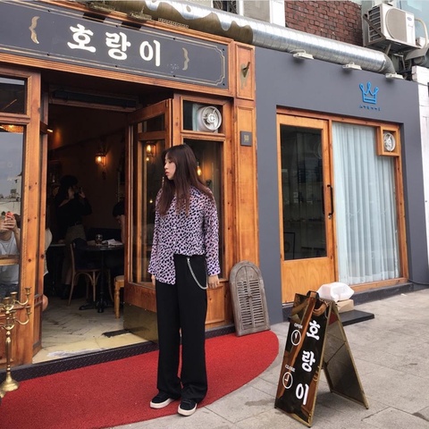 豹紋長袖襯衫