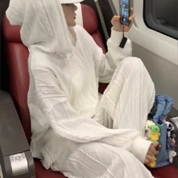 🔥2022春季女神顯瘦奶白麻花紋擴腿鬆緊褲套裝組-0