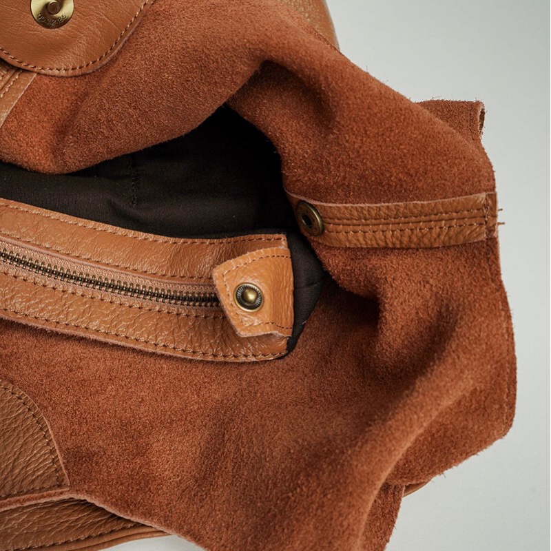 植鞣 羊皮 A4可入 肩背包 托特包 奶茶棕 棕色 卡杏色-3