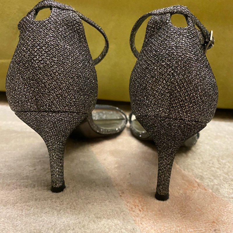 正品 Stuart Weitzman Naked 一字亮片低跟涼鞋 US8-2