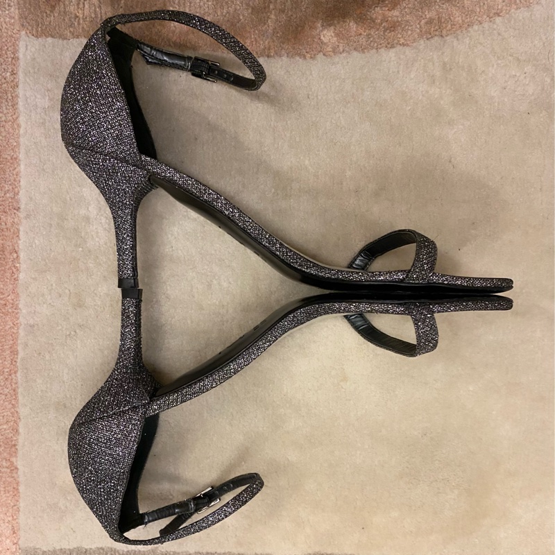 正品 Stuart Weitzman Naked 一字亮片低跟涼鞋 US8-5
