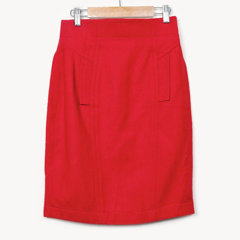 【苑曉琬私服】紅色毛呢中裙-0