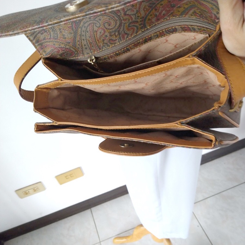 PIATO購自歐洲的vintage 古董包 風琴包 變形蟲圖騰-4