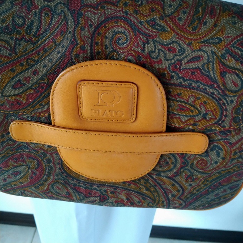 PIATO購自歐洲的vintage 古董包 風琴包 變形蟲圖騰-5