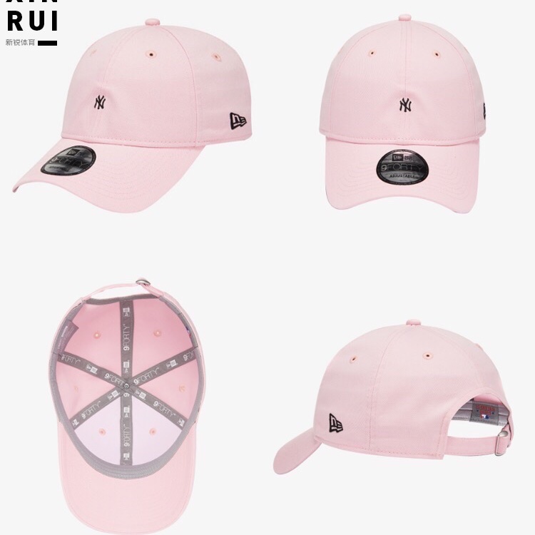 MLB韓國專櫃款簡約粉色小logo百搭NY刺繡標休閒遮陽帽棒球帽CPLB-0